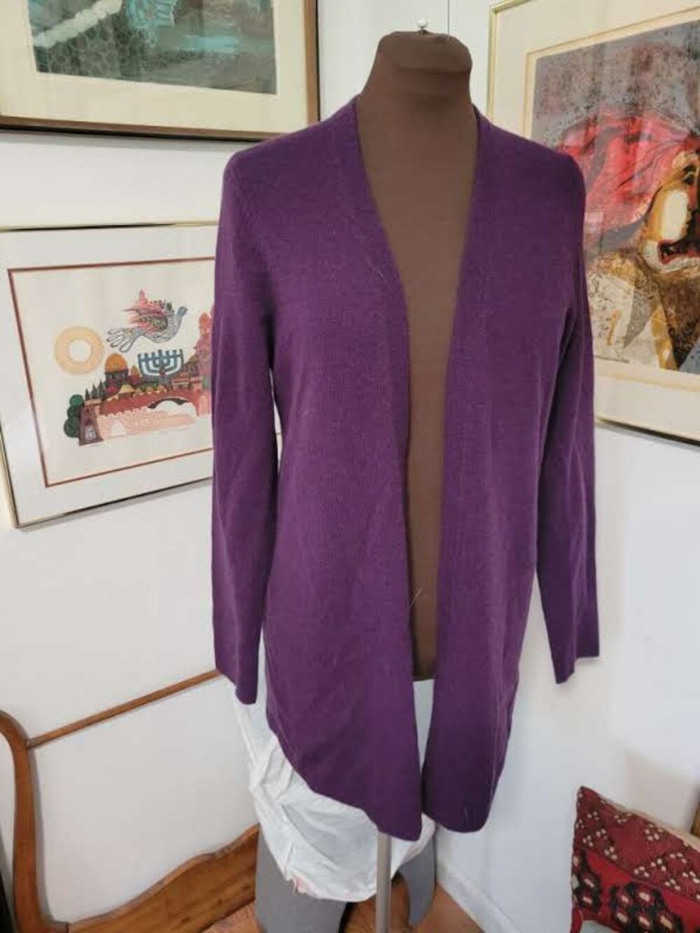 Lark & Ro Deep Purple 100% Cashmere Cardigan  Size M